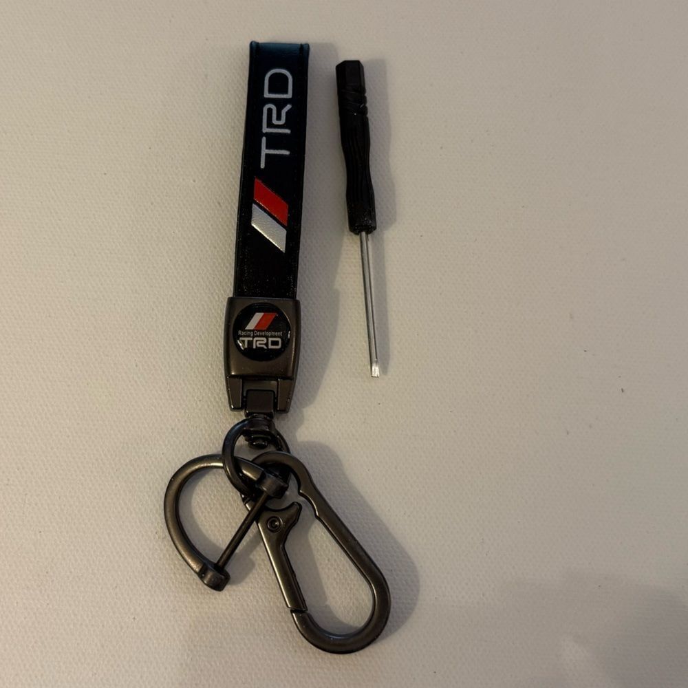 Toyota TRD Key Fob Keychain in Black Leather with Logo NWT